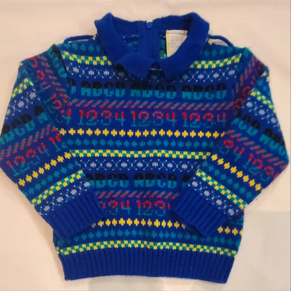 Vintage (80's) baby sweater (6-12 month) ABC motif